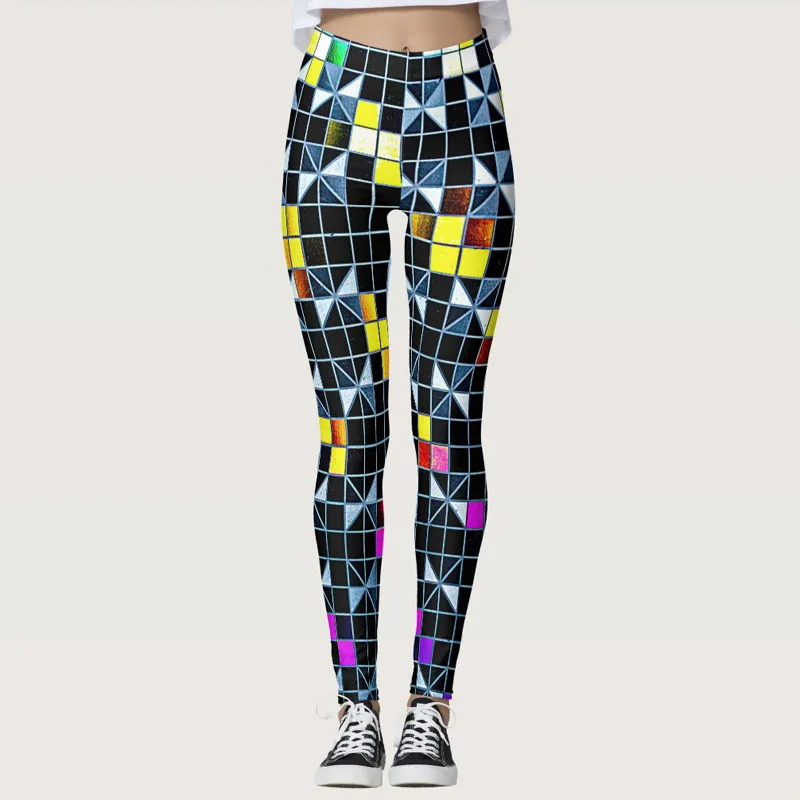 

Women Sport Leggings High Waisted Push Up Yoga Pants 3D Diamond Digital Printed Woman Gym Fitness Tights Elastic Running Legins