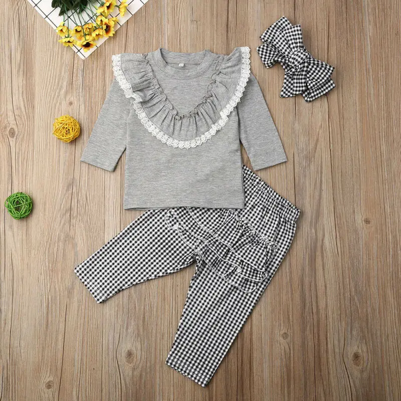 6M-4Years одежда для малышей комплект одежды девочек с воротником кружевом и