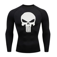 skull t shirt men long sleeve top compression shirt winter jogging base layer warm shirt thermal mma tees running tight men 4xl