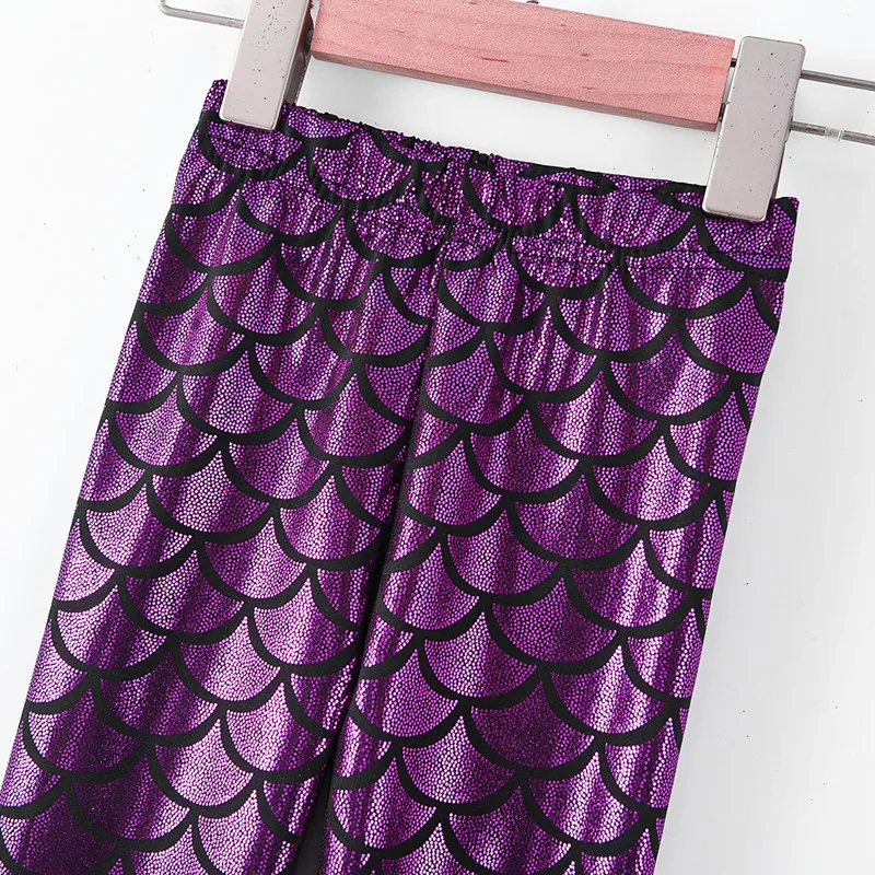 Леггинсы для девочек леггинсы русалка штаны Дети Цвет блестящие весы узкие детей