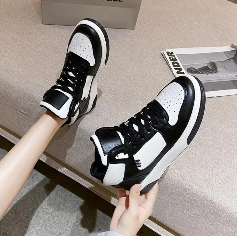 

Sapatos De Mujer Fashion Breathable High Top Sneakers Women Luxury 2022 Women Shoes Low (1cm-3cm) Lace-up Woman Vulcanize Shoes