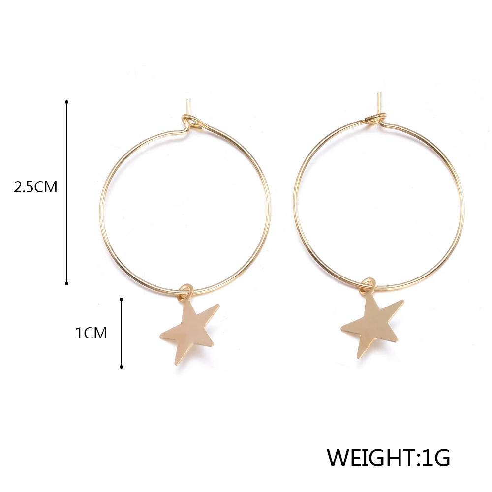 

Women Bohemia Simple Large Circle Star Hoop Dangle Earrings Boho Women Elegant Earring korean fashion indian jewelry