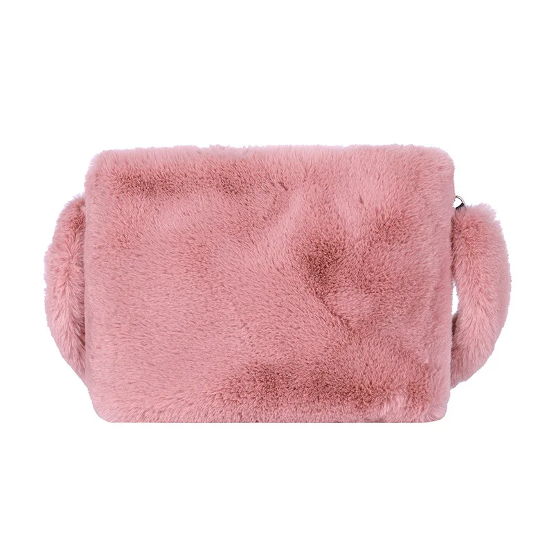

Solid Color Soft Rabbit Fur Shoulder Bags for Women 2020 Autumn Winter Designer Handbags High Quality Warm Female Crossbody Bag