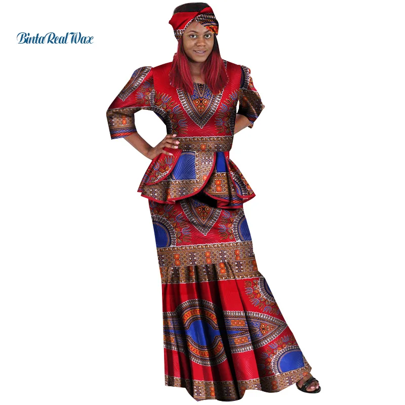 НОВЫЕ комплекты из топа и юбки в африканском стиле для женщин базин богатая