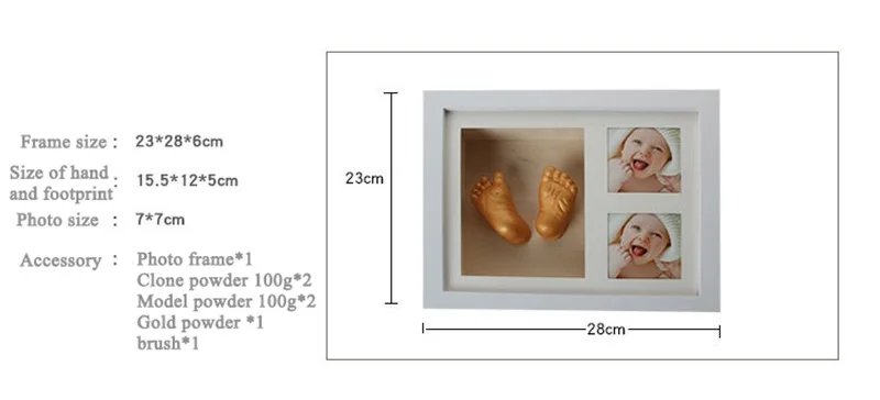 3D детская ручная форма нога печать фоторамка DIY штукатурка литье комплект стерео клон отпечаток руки Мемориал растут запись сувенир