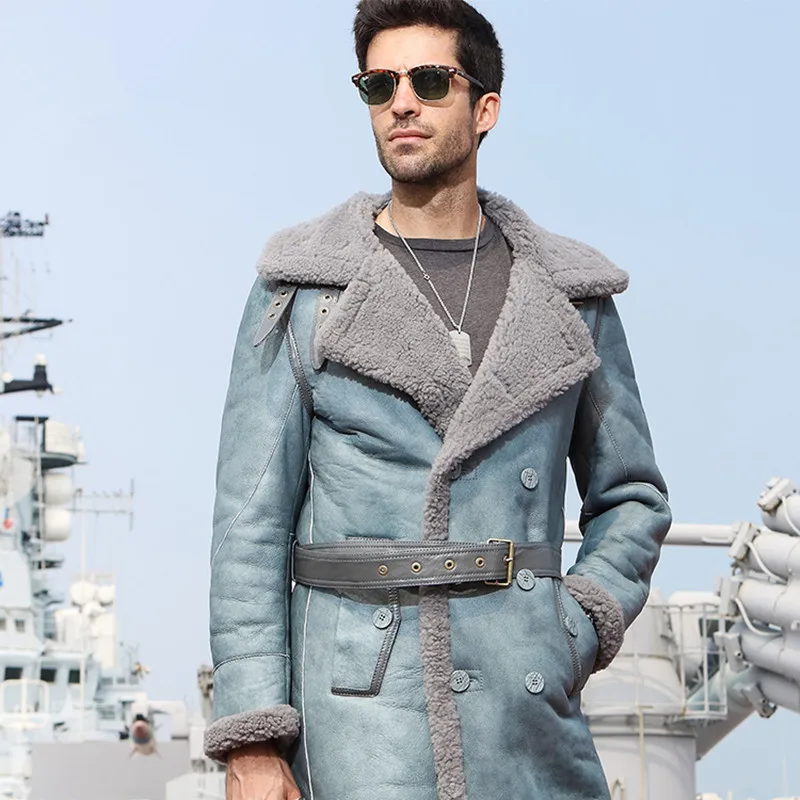 

Genuine Leather Jacket Men Sheep Shearing Winter Coat Men Real Fur Coat Natural Wool Jacket for Mens Clothing Casaco 816 YY816