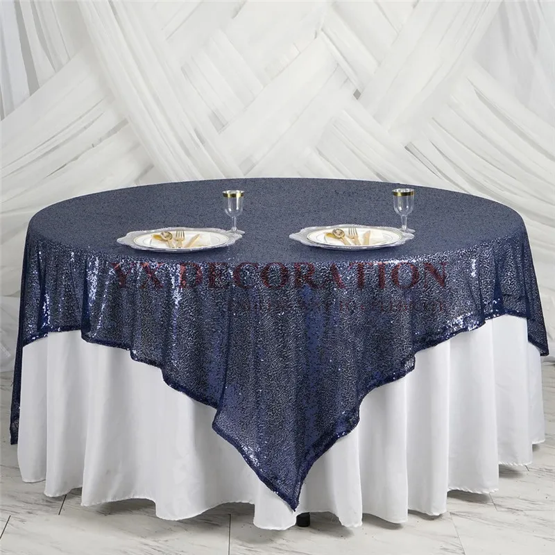 

90"x90" Seamless Square Sequin Table Cloth Overlay For Wedding Banquet Event Decoration