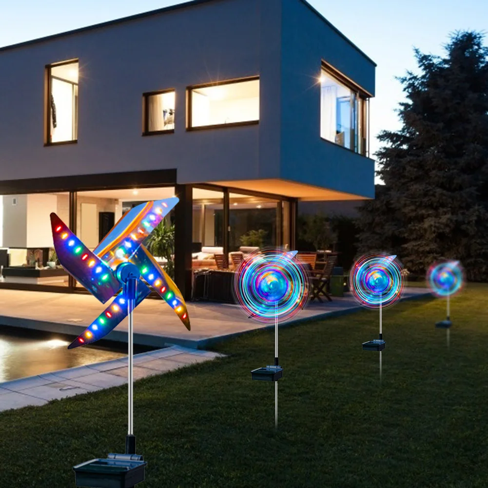 구매 2pcs 32LED 태양 지상 빛 옥외 장식적인 풍차 방수 밤 빛 LED 반점 빛 정원 경로 조경 빛