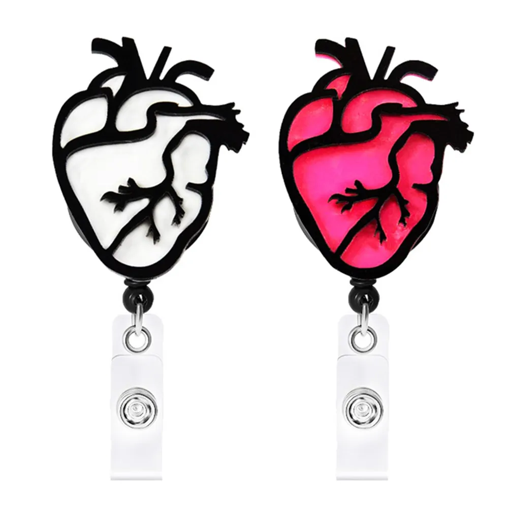 

Fashion Heart Shape Retractable Nurse Badge Reel Clip Doctor Id Card Holder Students Keychains Teachers Office Hospital Supplies