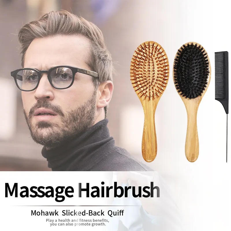 

3pcs Wooden Hairbrush Set Paddle Detangling Brush Anti-static Massage Comb for Men Women Kids EY669