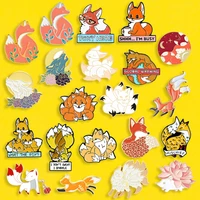 forest garden enamel pin custom hedgehog fox bear brooch bag lapel cartoon high quality collection badge jewelry gift metal pins
