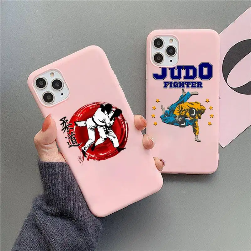 

Judo Jiu Jitsu BJJ Phone Case Pink Candy Color for iPhone 11 12 mini pro XS MAX 8 7 6 6S Plus X SE 2020 XR