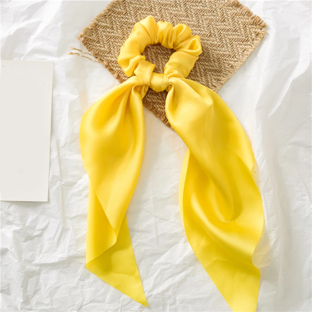 1 шт DIY лук стримеры резинки для волос сплошной цвет шелковистый атласный конский