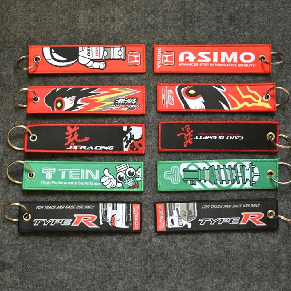 JDM мотоцикл автомобили брелок ткань двойная вышивка Intial d стиль и авто логотип для