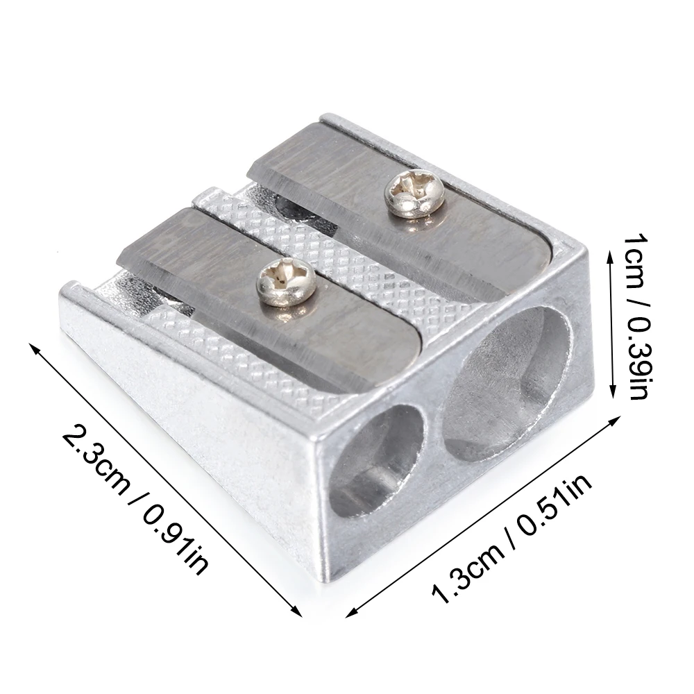 

1PCS Silver Sharpener Metal Bevelled Double Hole Pencil Sharpener High Quality School Office Sharpener Stationery Supplies 2021