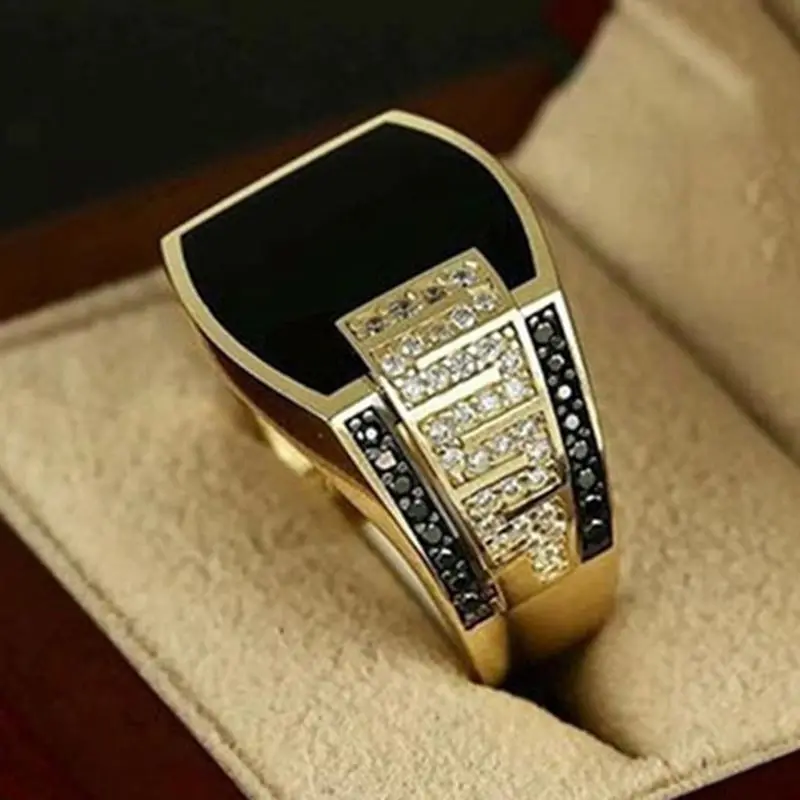 

Luxury Crystal Rings for Men 2021 New Arrivals Yellow Gold Color Wedding Jewelry Accessories Gifts Men's Engagement Finger Ring