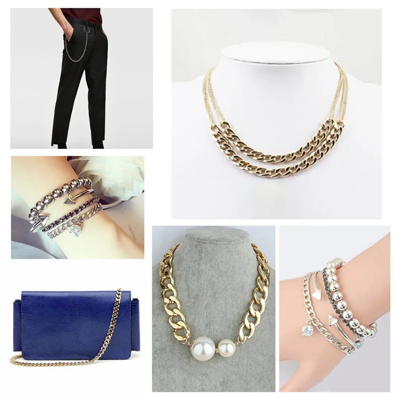 

5M/lot Metal Flat Byzantine Necklace Twisted Chains Curb Chains Bulk Fit Bracelets Open Link Chain For DIY Jewelry Making