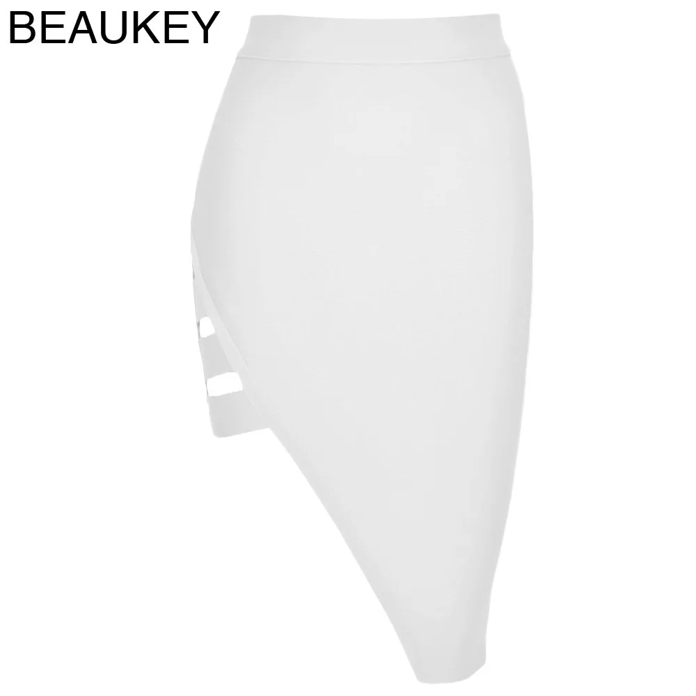 Женская юбка-карандаш с разрезом BEAUKEY белая Асимметричная юбка до колен