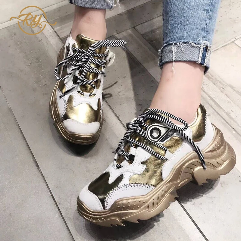 RY RELAA женские кроссовки обувь 2018 года модные из натуральной кожи на танкетке