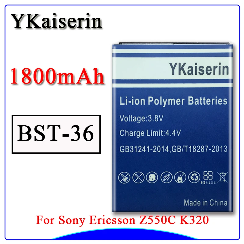 YKaiserin BST 36 мобильный телефон Батарея для Sony Ericsson Z550C K320 K310i W200 Z550i Z558 K310c K510c 1800 мА/ч