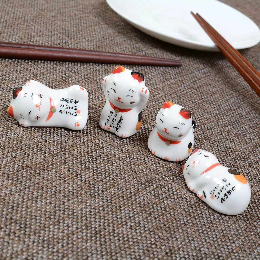 Симпатичная керамическая подставка для палочек Lucky Cat вилок ложек ножей
