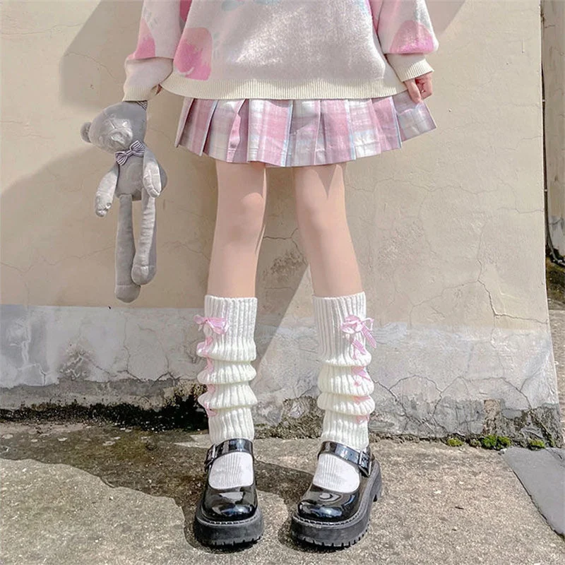 lengthen Japanese Lolita Sweet Girl Leg Warmers Knitted Foot Cover Women Autumn Winter Leg Warmer Socks Heap Heap Socks