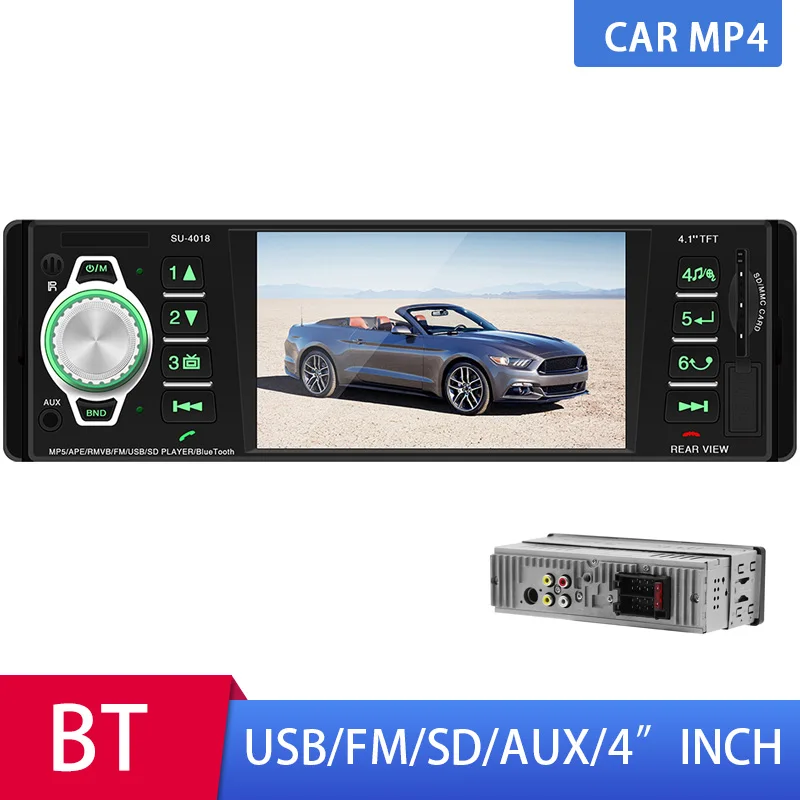 Автомагнитола 1Din MP5 мультимедийный плеер Поддержка Bluetooth Handsfree FM/AUX/UDisk карта воспроизведения заднего вида изображение дистанционное управление Авторадио