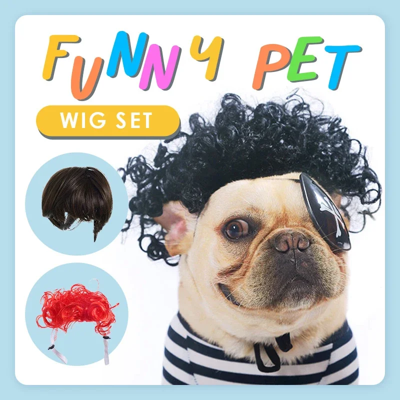 

Pet Wig Cosplay Props Dog Cat Cross-Dressing Hair Set Photography Funny Props Head Accessories Prank Pet Supplies DropShipping