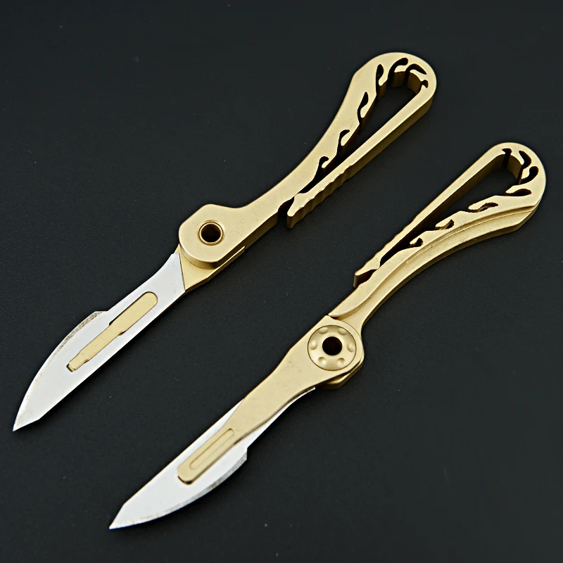 Латунный складной нож-брелок карманный нож для повседневного использования