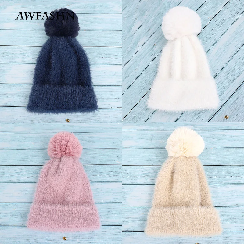 Новая роскошная брендовая шапка из ангорской шерсти женские вязаные шапки