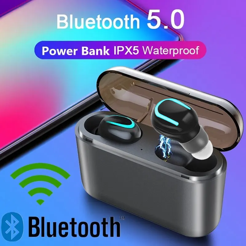 TWS Bluetooth 5 0 + edr наушники бинауральные с зарядным устройством 2200 мАч используемые в