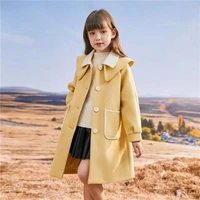 girls woolen coat jacket cotton%c2%a0outwear 2021 yellow warm thicken plus velvet winter teenager furs school childrens clothes