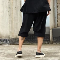 2022 mens pants summer relaxed casual cotton linen shorts men double patchwork shorts skirt suit hip hop yamamoto style