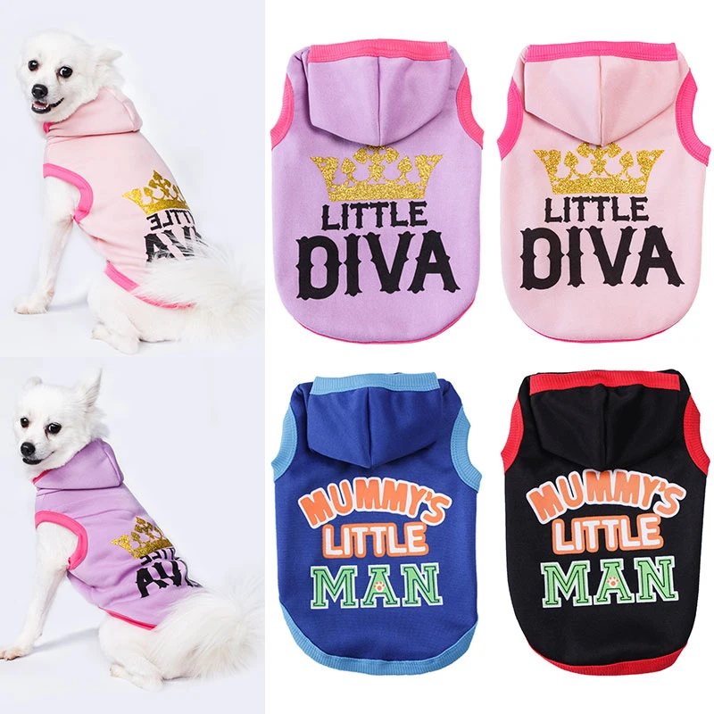 

Comfortable Letter Printed Hoodie Warm Pet Supplies Dog Hoodie Stylish Crown Printed Hoodie Western Style Universal Pet Hoodie