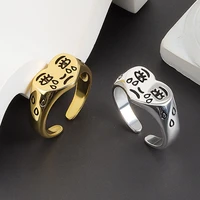 vintage crying face golden silver rings for women teen adjustable face jewelry smooth surface high quality female ring gift