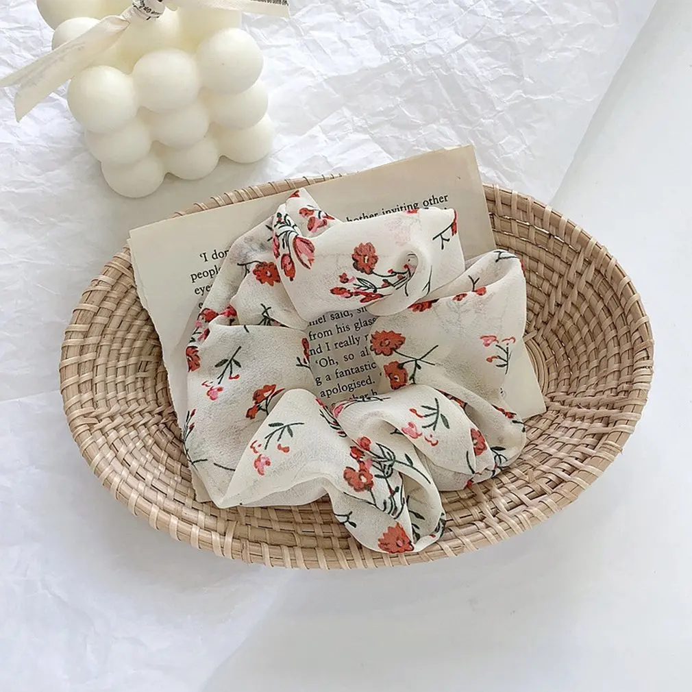 

2020 Summer Floral Hairband Women Scrunchies Ponytail Holder Hair Rope Ties Girl Chiffon Elastic Hair Bands For Accessories