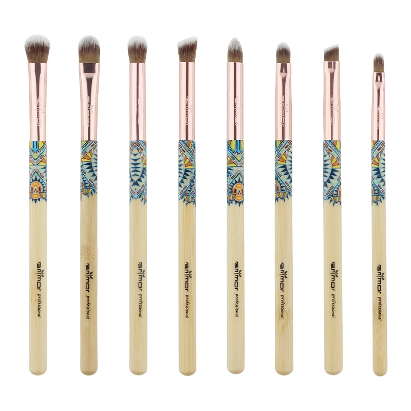 

Anmor 8PCS Synthetic Hair Makeup Brush Set Eyeshadow Concealer Highlighter Lip Make Up Brushes Bamboo Handle Quality With Bag