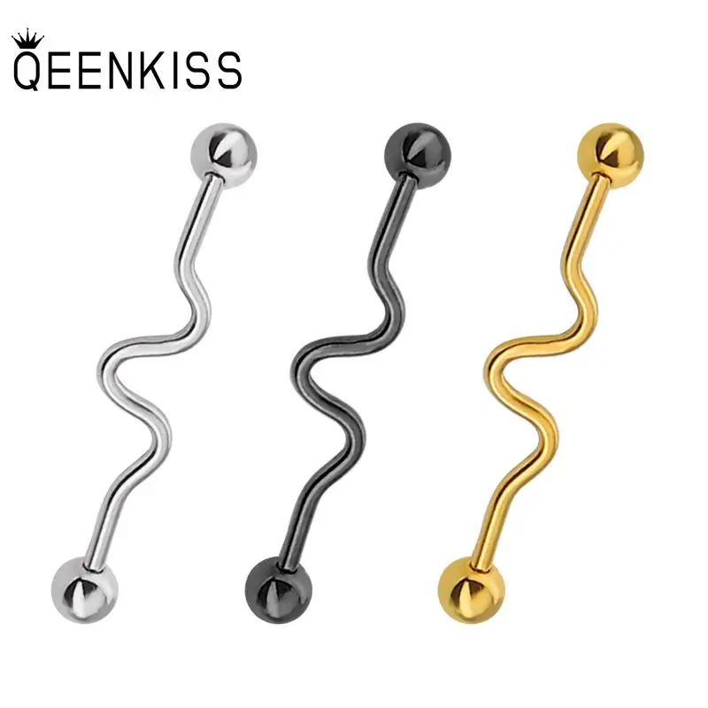 

QEENKISS EG8248 2021 Fine Jewelry Wholesale Fashion Woman Man Birthday Wedding Gift Ear Bone Titanium Stainless Stud Earings 1PC