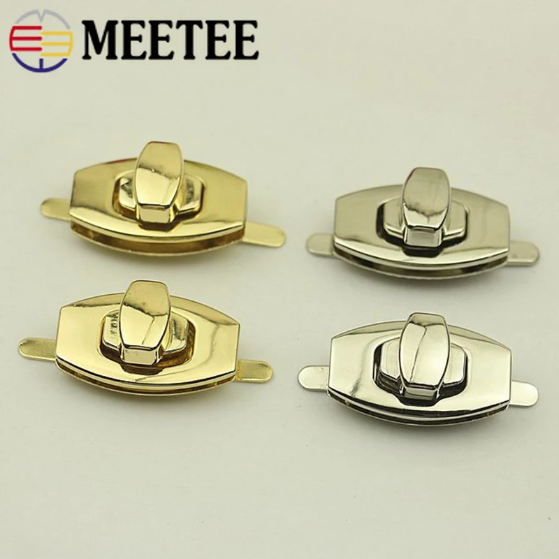 

Meetee 4/10pcs 18X31mm Luggage Hardware Mortise Lock Clasp Bag Twist Buckle Metal Lock Buckle DIY Turn Closure Clasp Accessories