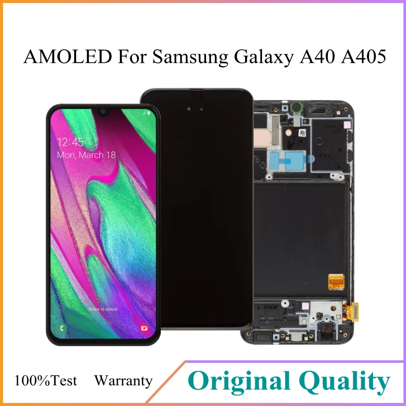 

Оригинальный AMOLED ЖК-дисплей для Samsung Galaxy A40 2019 A405, дисплей с сенсорным экраном, дигитайзер в сборе с заменой рамки