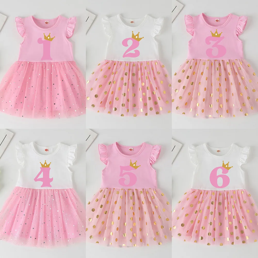 Vestido de cumplea&ntilde;os para ni&ntilde;a de 1 a 6 a&ntilde;os, bonito vestido de princesa para beb&eacute;, ropa infantil, 2021-0
