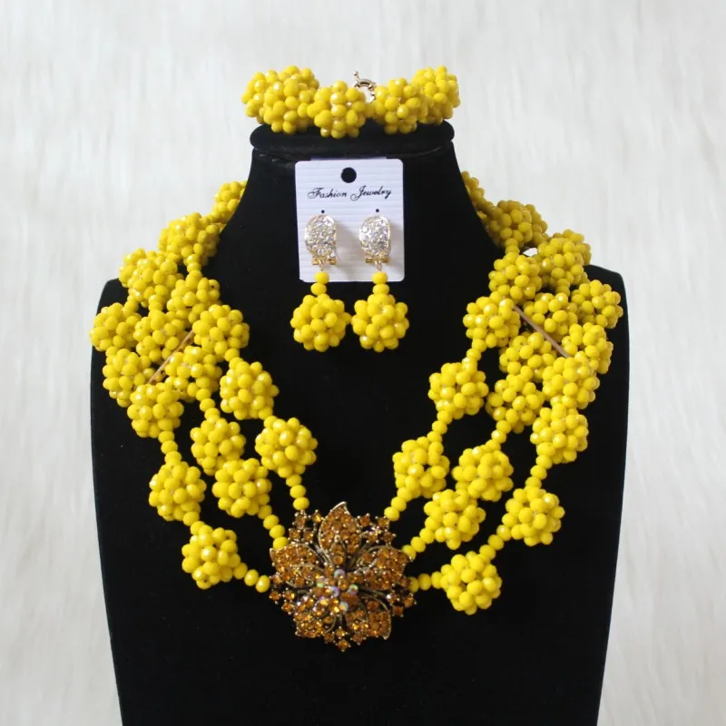Ювелирные наборы африканские желтые шары нигерийские Свадебные комплекты