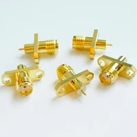 5x pcs high quality rf connector sma female rhombic with 2 hole flange chassis panel mount deck solder copper body gold plated