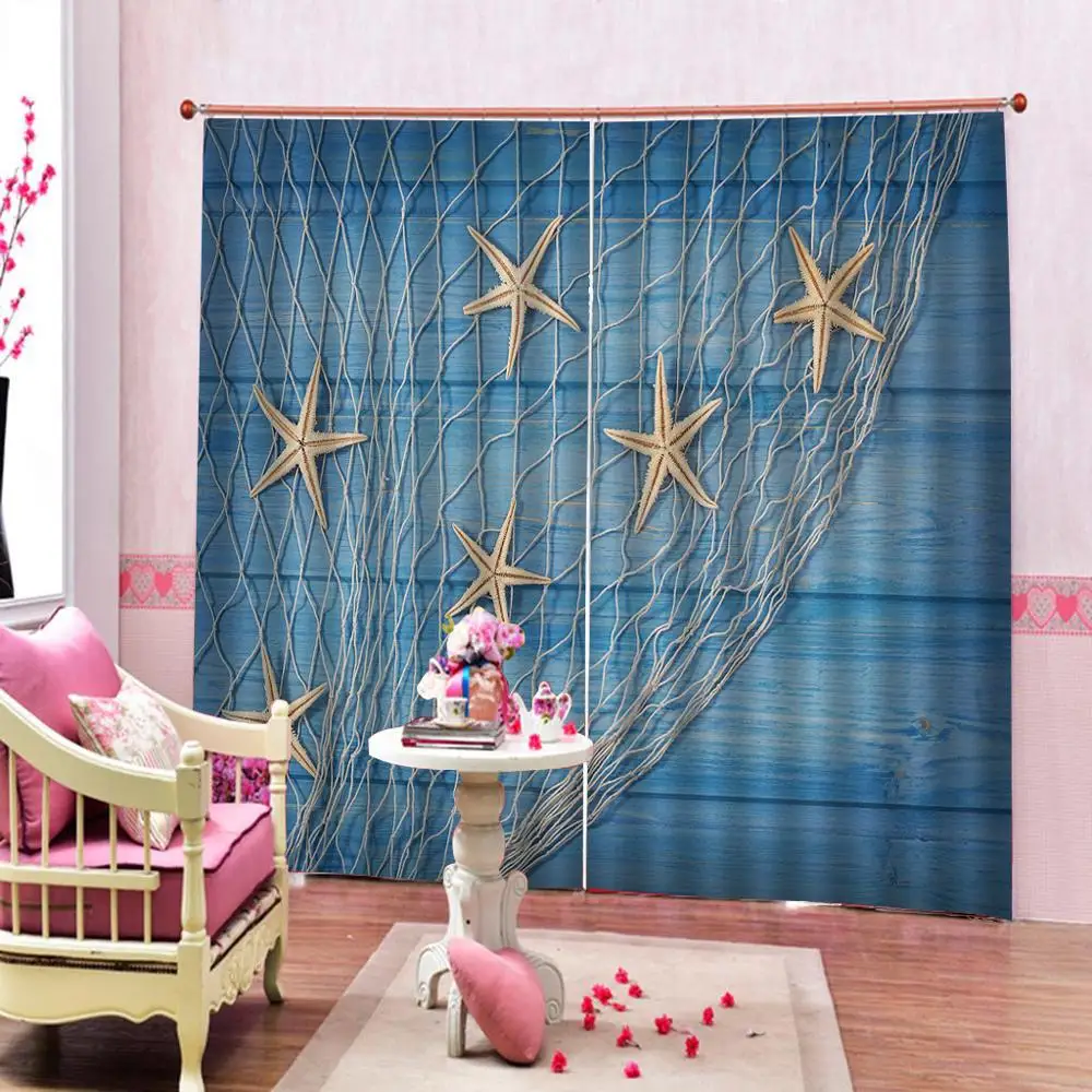 Роскошные затемняющие оконные шторы 3D синие занавески для спальни гостиной