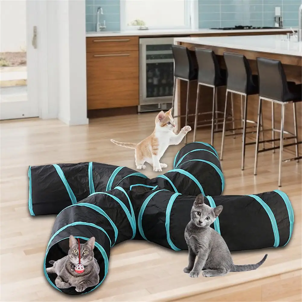 

Складная палатка для кошек S-типа с 3 отверстиями, игровой туннель для домашних животных, складная игрушка, тренировочная палатка для домашн...