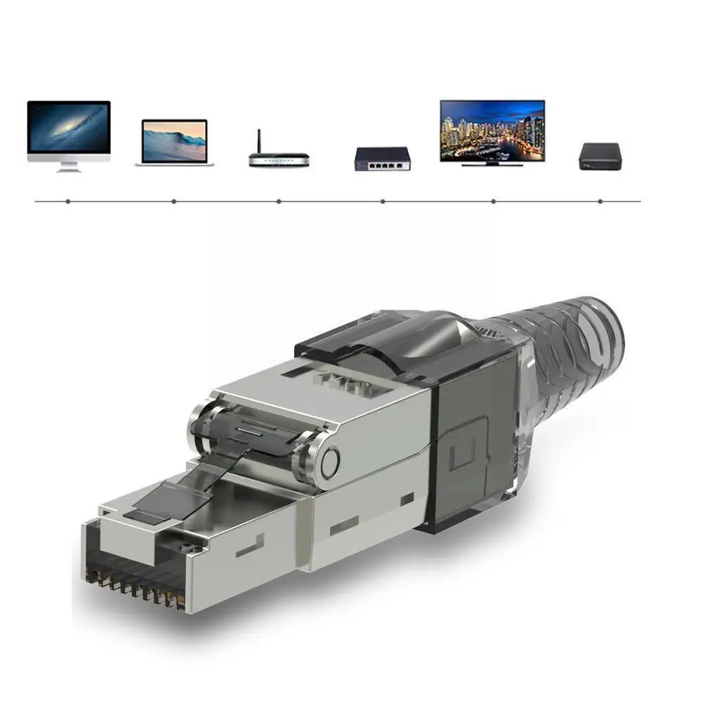 

1PCS RJ45 Shielded Toolless Field Connector - RJ45 Cable AWG Termination For 22-26 Installation Plug U6J7