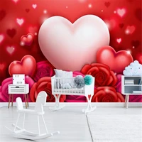 milofi factory custom wallpaper mural 3d modern heart and heart printed red rose background wall decoration painting
