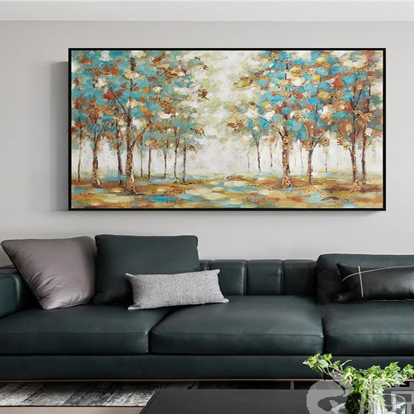 

Abstract Oil Painting Handmade Colorful Trees Modern Wall Art For Home Decor Canvas Paintings Large Size Decoration Unframed