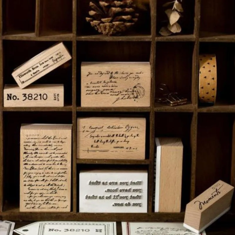 Деревянный штамп в английском стиле для рукописного письма, 8 узоров, сделай сам, скрапбукинг, изготовление резиновых открыток, украшение альбома, поделки