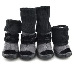 4 Pcs/Set Pet Winter Autumn High Tops Snow Boots Casual Velvet Warm Slip-Resistant Shoes For Small M